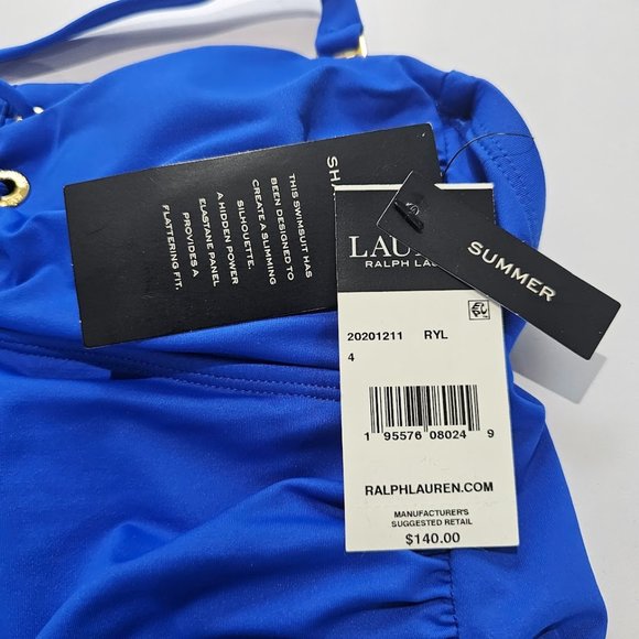 Lauren Ralph Lauren Lace-up Bandeau Tummy-Control One-Piece Swimsuit Siz… - Picture 9 of 11